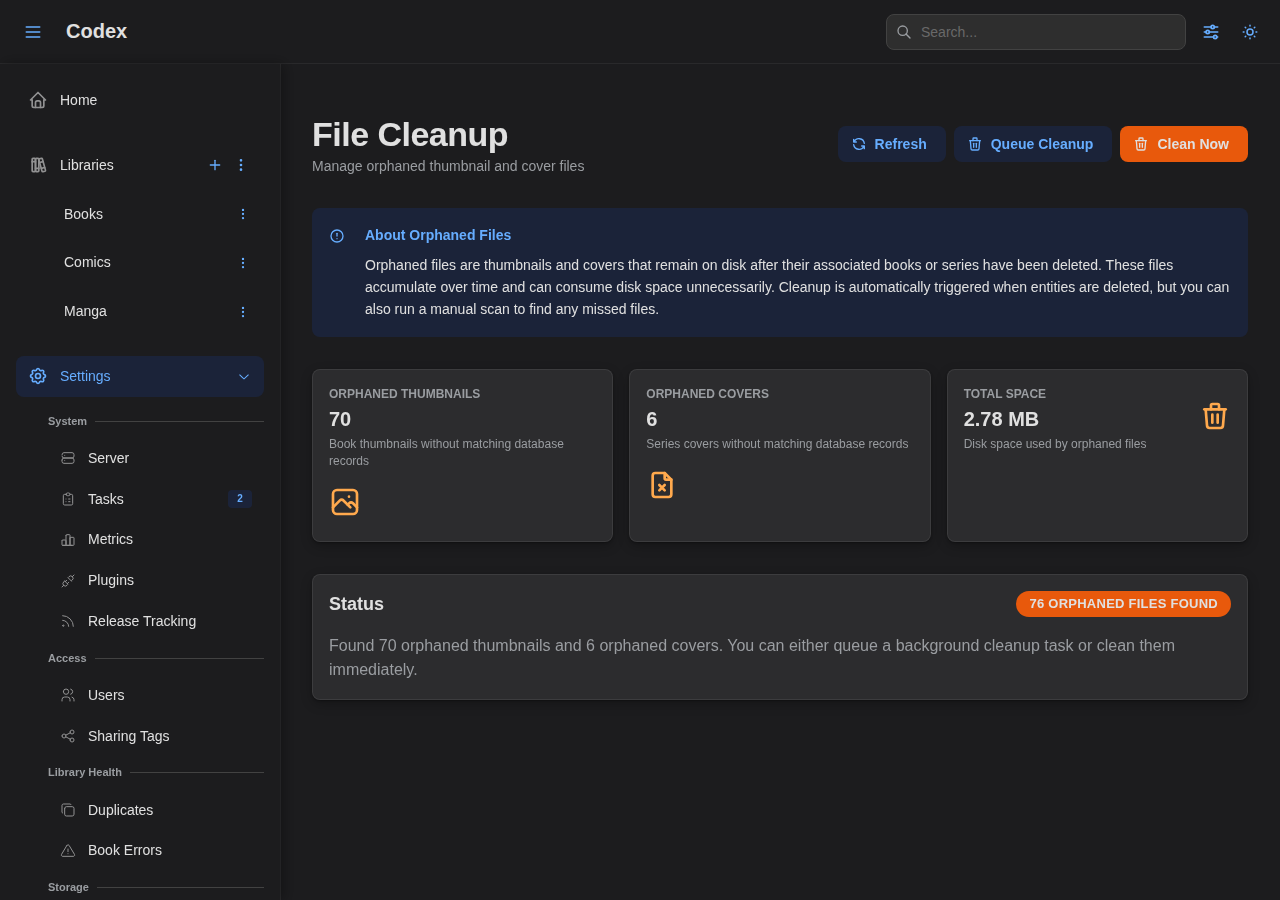 Cleanup Settings