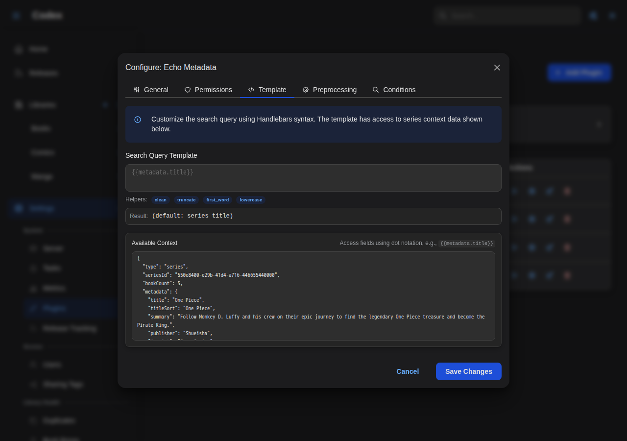 Plugin Search Template Settings